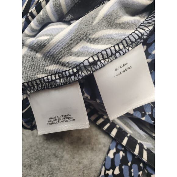 NWT Anne Klein Women's XL Blue Black & White Abstract Print Wrap Dress - Picture 4 of 8